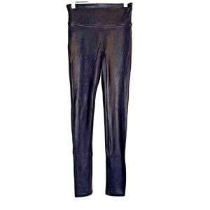 Spanx Women's Faux Leather Leggings Sz Small Black High Waisted‎ Shaping
